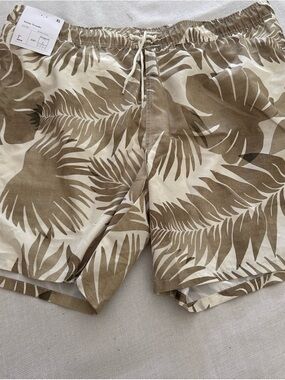 Target Men's Beige and White Tropical Swim Shorts